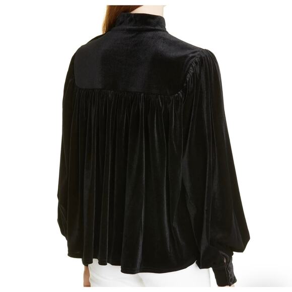 Ted Baker London Ozma Black Velvet Long Sleeve Yoke Top Size US 12 NWT - Picture 2 of 6